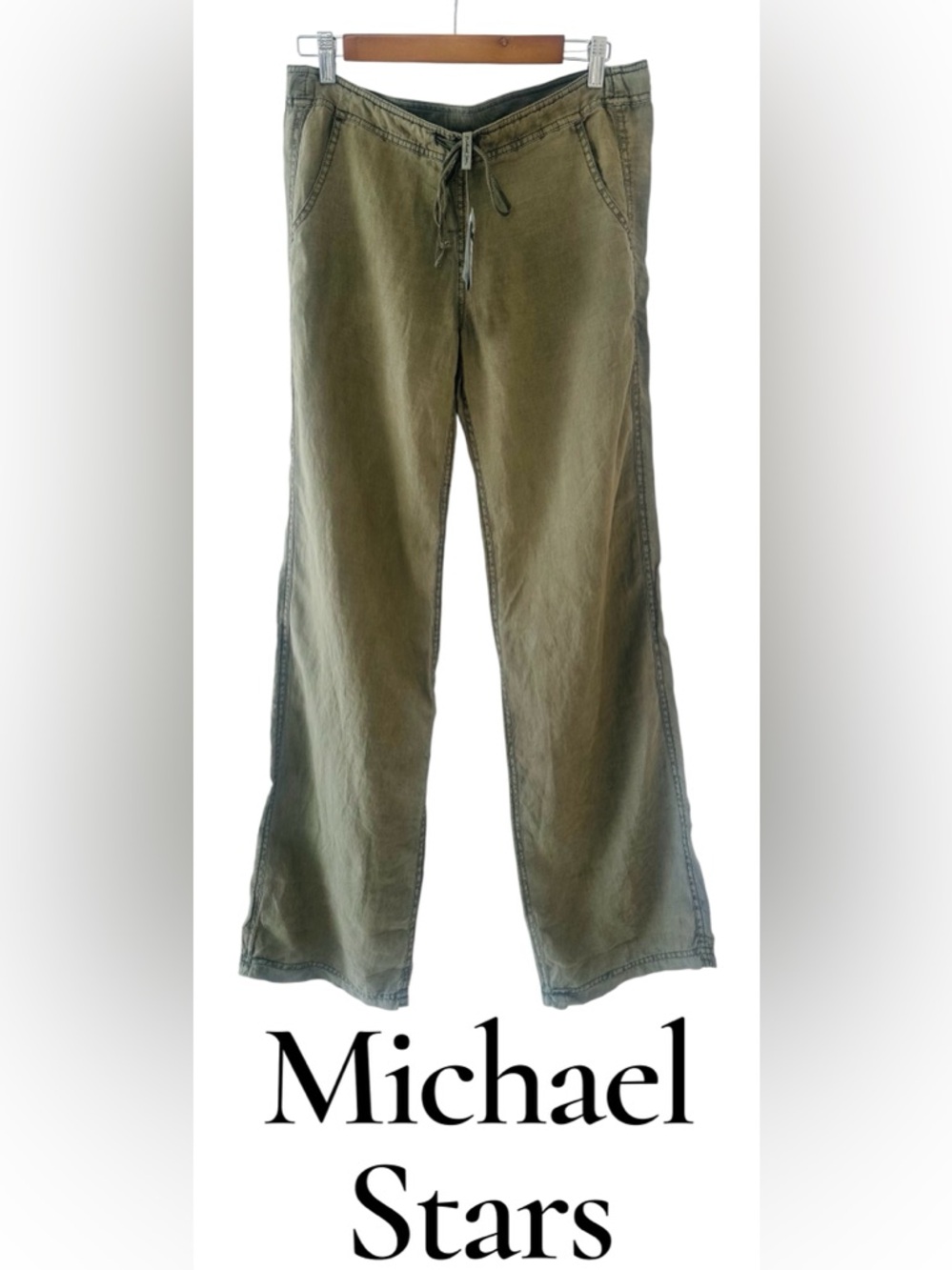 Michael Stars Olive  💯 Linen Drawstring Pants
